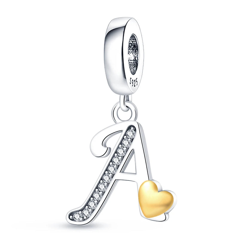 925 Silver 26 Letters Pendant for Bracelet DIY Gift