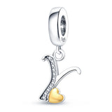 925 Silver 26 Letters Pendant for Bracelet DIY Gift
