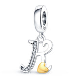 925 Silver 26 Letters Pendant for Bracelet DIY Gift