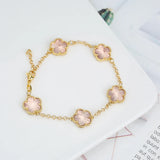 High-Quality Flower 5-Leaf Petal Natural Stone Shell Lady Plant Bracelet