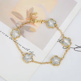 High-Quality Flower 5-Leaf Petal Natural Stone Shell Lady Plant Bracelet