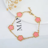High-Quality Flower 5-Leaf Petal Natural Stone Shell Lady Plant Bracelet