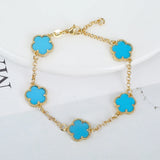 High-Quality Flower 5-Leaf Petal Natural Stone Shell Lady Plant Bracelet