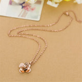 Titanium Steel Flower Necklace Crystal Sweet Romantic Jewelry