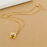 Romantic Titanium Steel Flower Necklace Crystal Jewelry
