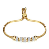 Adjustable Stainless Steel Bracelet Crystal Inlaid 4 Colors
