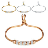 Adjustable Stainless Steel Bracelet with Austrian Crystal Inlay