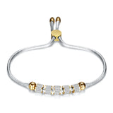 Adjustable Stainless Steel Bracelet Crystal Inlaid 4 Colors