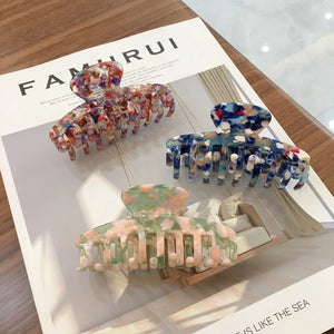 Print Acrylic Hairpins Hair Clip Crab Hair Claws Clamp For Women