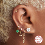 925 Silver Enamel Round Cocktail Huggie Earrings