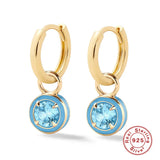 925 Silver Enamel Round Cocktail Huggie Earrings