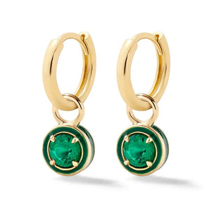 925 Silver Enamel Round Cocktail Huggie Earrings