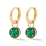 925 Silver Enamel Round Cocktail Huggie Earrings