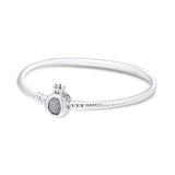 925 Silver Studded Chain Charm Bracelet Women DIY Jewelry