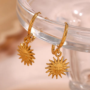 Girl's Sun Pendant Hoop Earrings Plated Jewelry