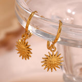 Girl's Sun Pendant Hoop Earrings Plated Jewelry
