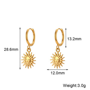 Girl's Sun Pendant Hoop Earrings Plated Jewelry