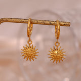 Girl's Sun Pendant Hoop Earrings Plated Jewelry