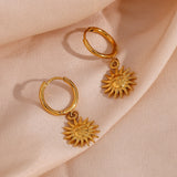 Girl's Sun Pendant Hoop Earrings Plated Jewelry