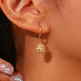 Girl's Sun Pendant Hoop Earrings Plated Jewelry