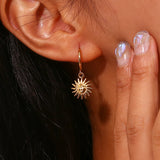 Girl's Sun Pendant Hoop Earrings Plated Jewelry