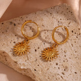 Girl's Sun Pendant Hoop Earrings Plated Jewelry