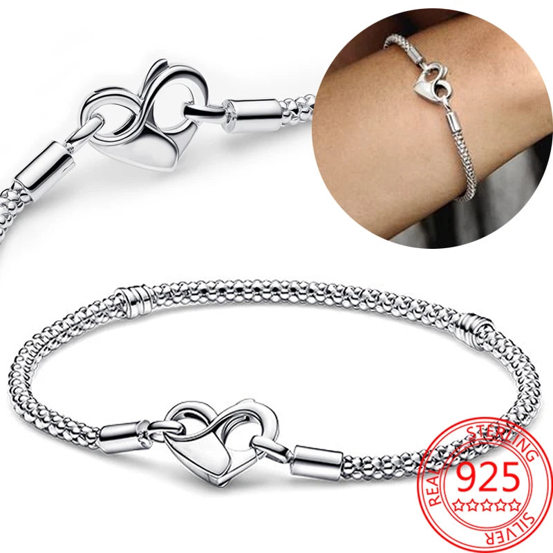 Infinity Heart Clasp Studded Chain Bracelet Women Jewelry