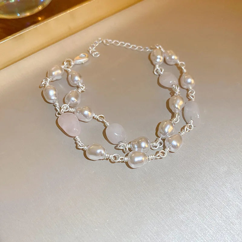 Double Layer Pearl Bracelet Women's Jewelry