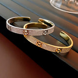 Crystal Letter Cuff Bracelet Women's Jewelry