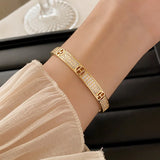 Crystal Letter Cuff Bracelet Women's Jewelry