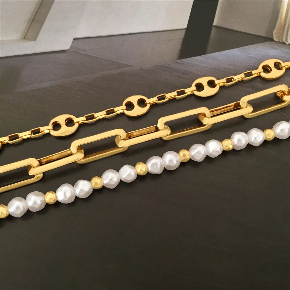 Pearl Bracelet Women Charm Chain Bangle Unusual Jewelry