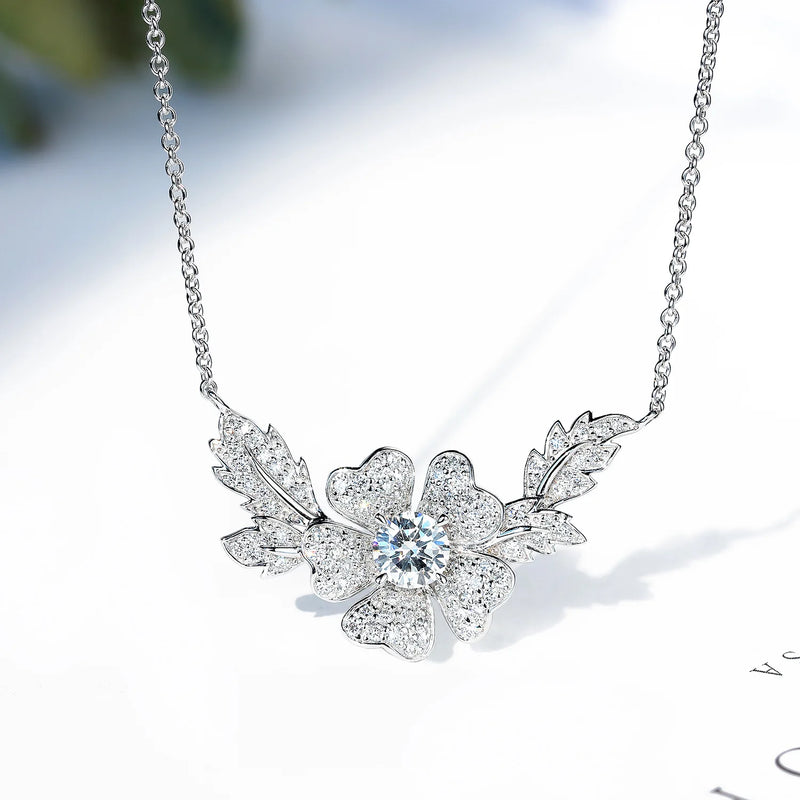 Zircon Floral Necklace Small Flower Jewelry for Women