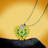 Heart-shaped Pendant Necklace Yellow Green Enamel Jewelry
