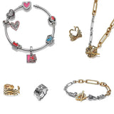Pando Glowing Love Bracelet 925 Sterling Silver Charms DIY Women's Rings