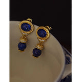 Lapis Lazuli Earrings 18K Women's Eardrop DIY Charming