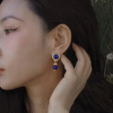 Lapis Lazuli Earrings 18K Women's Eardrop DIY Charming