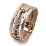 Leather Rhinestone Crystal Wrap Bracelet for Women