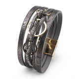 Leather Rhinestone Crystal Wrap Bracelet for Women