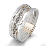 Leather Rhinestone Crystal Wrap Bracelet for Women