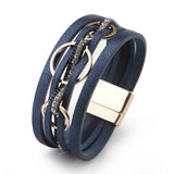 Leather Rhinestone Crystal Wrap Bracelet for Women