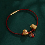 Red Rope Stainless Steel Bead Bracelet