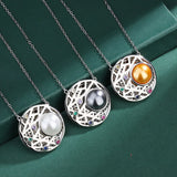14mm Big Pearl Pendant Necklace for Women with Diamonds