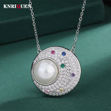 14mm Big Pearl Pendant Necklace for Women with Diamonds