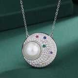 14mm Big Pearl Pendant Necklace for Women with Diamonds
