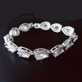 Angel Tears Pear Silver Bracelet Bangle Women Anniversary Gift Jewelry
