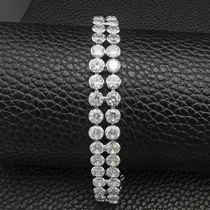 Double Row Round Silver Bracelet Bangle for Women S5775