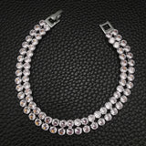 Double Row Round Silver Bracelet Bangle for Women S5775