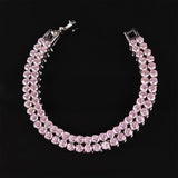 Double Row Round Silver Bracelet Bangle for Women S5775