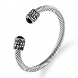 Braided Charm Open Cuff Stainless Steel Bracelet