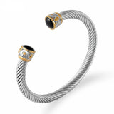 Braided Charm Open Cuff Stainless Steel Bracelets